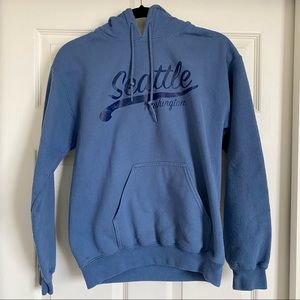 Mens Soft Blue Seattle Hooded Sweatshirt‎ Hoodie Size Small